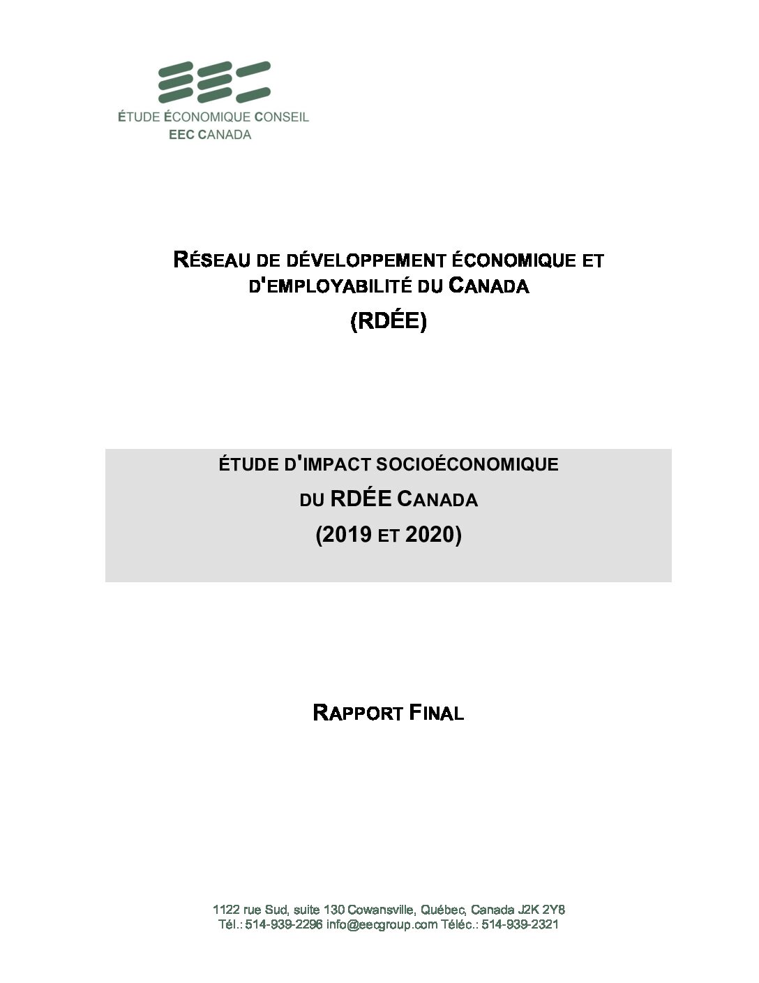 Étude d’impact socioéconomique 2019-2020